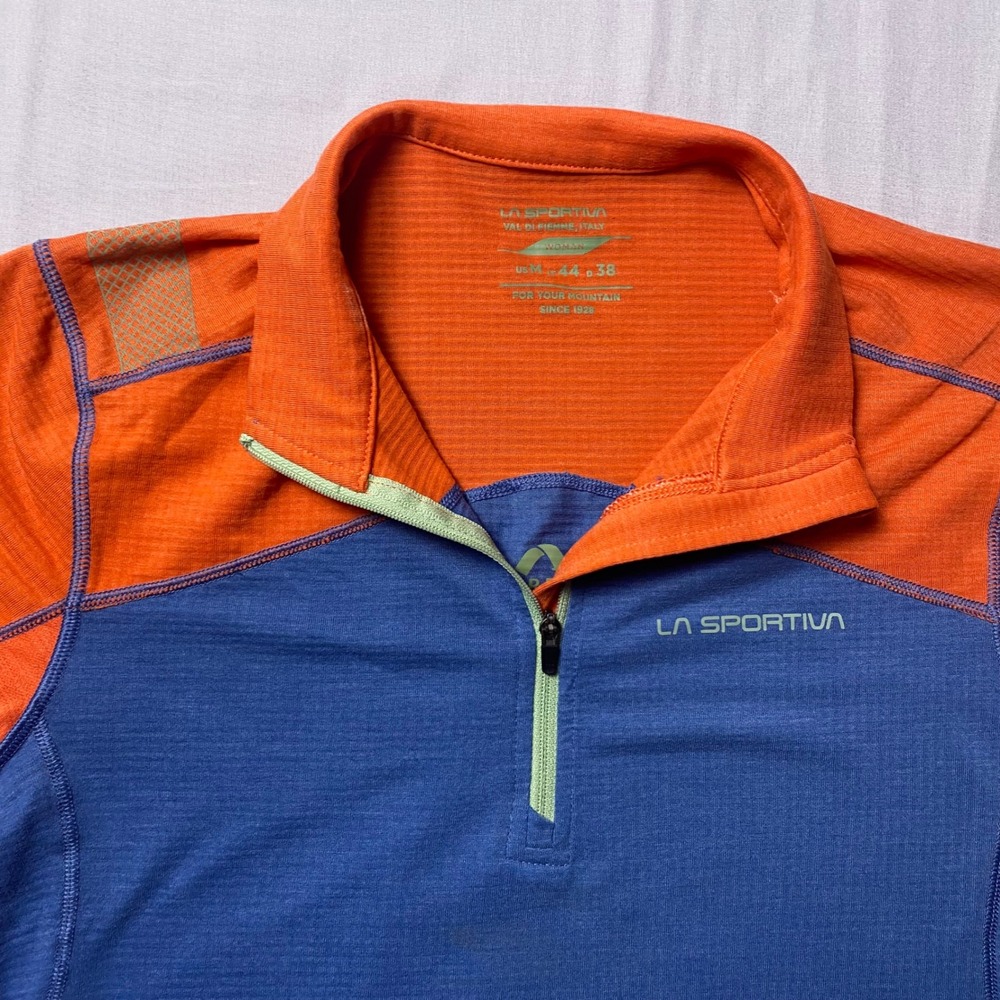 La Sportiva Swift Long Sleeve Womens Medium Blue Orange 1/4 Zip Pullover Running - Picture 2 of 16